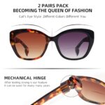 LADEESSE Reading Sunglasses for Women – Stylish Bifocal Sunglasses with Readers Built-in – UV400 Protection – 2 Pack+2.0