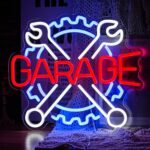 Garage Neon Sign Gear Wrench LED Light Up Sign for Wall Decor USB Check Engine Neon Light for Car Repair Shop Man Cave Gift for Dad Boys(12.6 * 14.5 In)