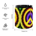 Tie Dye Peace Sign Ashtray PU Leather Ash Tray Windproof Car Ashtrays for Home Office