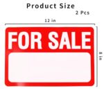 2 Pack for Sale Sign Car Stickers, 12 x 8 Inch for Sale Sign Decals Premium Self-Adhesive Vinyl car Stickers Compatible with Garages Boats Houses Vehicles and More (Red)
