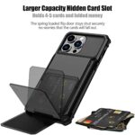 Nvollnoe for iPhone 15 Pro Max Case with Card Holder[Store 5 Cards] Dual Layer Heavy Duty Shockproof Wallet Case with Hidden Card Slot Storage Case for iPhone 15 Pro Max(Black)