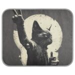 XYMZR Black Cat Peace Sign Dog Cooling Mat Washable & Portable Pet Ice Silk Self Cool Pad for Indoor & Outdoor, Crate, Bed, Car Seats M