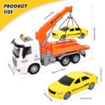 Mscredse 11″ Kids Tow Truck Toy, Friction Powered Transport Truck with Racing Car, Traffic Signs, Sound and Lights for Boys & Girls Age 3-7 8 9 10 Year Old