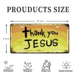 Retro Vintage License Plate Wall Decor, Thank You Jesus Metal Tin Sign, Christmas Religion Religious Easter Decor Wall Plaque 12×6 Inch