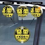 Nouiroy Kids on Board Sign with 2 Suction Cups,2 Pcs Baby on Board Stickers PVC Car Sign Decal, Waterproof&Light Fastness Baby Safety Warning Sign,5.43 * 5.43in(Yellow(Suction Cup))