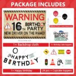 16th Birthday Party Decorations for Boy Driver License 16th Birthday Banner Learner Drivers Car Road Signs Balloons & Cake Topper Car Party Decorations Favors for Learner Driver 16 Years Old Supplies