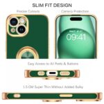 BENTOBEN Compatible with iPhone 15 Case, Phone Case iPhone 15, Slim Fit 360° Ring Holder Shockproof Kickstand Magnetic Car Mount Supported Non-Slip Protective Women Girls Men Boys Cover, Dark Green