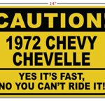 1972 72 Chevy Chevelle Caution Fast Car Sign, Metal Novelty Sign, Man Cave Wall Decor, Garage Sign – 10×14 inches