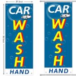 Extra Large Car Wash Banner, 96.5×37.4 Inch Durable Car Wash(HAND) Banner Outdoor Indoor Signs with Rope | Polyester | Heavy-Duty Vinyl Single-Sided with Metal Grommets Reusable Sale Signs