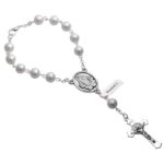 HanlinCC One Decade Catholic Rosary with St.Michael Divine Mercy Guadalupe Medal Auto Rosary Hang on Rearview Mirror (White Guadalupe)