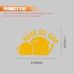 2PCS Kids in Car Sticker Decal, Baby on Board Car Decal, Baby on Board Sign for Car Safety Sign, Kids in Car Funny Vinyl Decal for Car Windows and Bumpers (Yellow)
