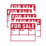 For Sale Car Signs 9″ x 12″ – 5-Pack | Durable Plastic, Writable Surface, High Visibility for Easy Selling, Showing Model Year & Phone Number