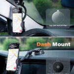 APPS2Car Cell Phone Holder for Car Dashboard Windshield Phone Mount for Car Long Arm Car Phone Holder Mount Strong Suction Cup Anti-Shake Stabilizer Compatible for iPhone, Samsung, All Smartphones