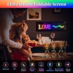Plikapli Scrolling Bright Advertising LED Car Sign,14”x4” Flexible USB 5V Bluetooth App Control Custom Text Pattern Animation Programmable LED Signs for Car Store Home Office Bar Hotel