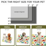 Pet Cat Dog Food Mat for Water Bowl Placemat for Sloppy Drinkers Road Cars Traffic Lights Road Signs Child Drawing Bus Sedan Truck Absorbent Rubber Back Feeding Mat for Floor Indoor 20x31in