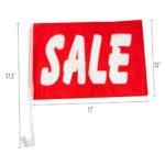Julysgift 2-Pack Sale Car Window Clip on Flags, 12 x 17 Inch, Single – Sided, Red Advertising Sign flags for Car Auto Dealer Marketing Promotion Accessories (Red Sale)