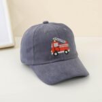 Cute Firetruck Embroidered Baseball Hats Adjustable Buckle Cotton Cap Summer fire car Cap for Boys Girls,Blue
