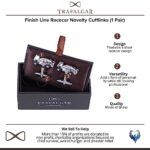 Trafalgar Men’s Finish Line Racecar Novelty Cufflinks (1 Pair), Silver
