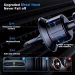 FBB Phone Mount for Car, Air Vent Car Phone Holder with Metal Hook, One-Handed Operation 360° Rotation Cradle Compatible with 4-7 inch iPhone Samsung and Other Smartphones