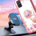 nancheng for Samsung Galaxy A71 5G Phone Case with Ring Stand Strap Lanyard Cute Girls Women Soft Silicone Shockproof Protection Cover – Rose Butterfly ?
