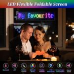 Plikapli Scrolling Huge Bright Advertising LED Signs,24”x5” Flexible Custom USB 5V Bluetooth APP Control Text Pattern Animation Programmble LED Sign for Car Store Home Office Bar Hotel