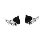 MRCUFF Spades Spade Playing Cards Poker Pair Cufflinks in a Presentation Gift Box & Polishing Cloth