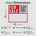 12” x 11” for Sale Sign Car (Plastic, 1-Pack) – Weatherproof & Sturdy I Also Great for Real Estate, Business & All Vehicles I Advertise Your Items Online I App Included