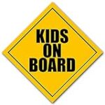 Magnetic Kids On Board Caution Sign Shaped Magnet (Safety Children in Vehicle Drive Cars, Trucks, Busses (5 x 5 inch)