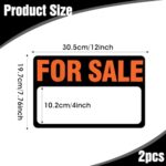 4 Pcs for Sale Sign Car Sticker, 12″ x 8″ Plastic Self-Adhesive PET Sale Sign Decal for Garages Vehicles Boats Large Space for Handwriting for Indoor and Outdoor Advertising Signage