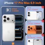 FNTCASE for iPhone 17 Pro-Max Case: Magnetic Transparent Phone Cases with Screen Protector Slim Military Grade Drop Protection Rugged Shockproof Protective Cell Phone Cover (A-Clear)