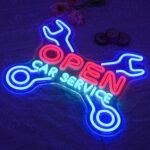 Car Service Open Neon Sign for Wall Decor, Dimmable Car Garage Neon Light for Car Repair Shop, USB Car Service LED Light Up Sign Neon for Car Repair Shop, Man Cave, Car Workshop