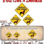 Service Dog Inside 3 Decal Set Yellow Diamond Car Sticker Safety Caution On Board Vehicle Sign Trained Dog Onboard Vinyl Stickers (Service Dog 3 Decal Set)