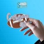 Custom Name Football Sticker Personalized Name Football Rugby Sport Team Gifts Name Decals Die-Cut Vinyl Stickers for Hard Hat Water Bottle Laptop Cars Decor Stuff Gifts for Kids (Football Ver4)