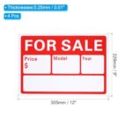 PATIKIL For Sale Sign, 4Pcs 12″Lx9″Wx0.01″T Self-Adhesive For Sale Signage for Business Shops Advertising Commercial Stores Car and Auto Sales, Red, PVC