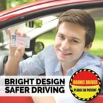 Super Vibrant, 6inch Rookie Driver Sticker for Student Drivers. Bold and Bright, Round Durable Decal Keeps New Drivers Safer. Large, Red and Yellow Please Be Patient Caution Cling Great for Car Window