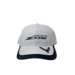 C8 Z06 Corvette Carbon Fiber Hat – Next Generation Flag Accent Cap – Officially Licensed by GM (White)